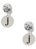 Silver Plated Disc Initial - j - Crystal Clip on Earrings