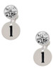 Silver Plated Disc Initial - l - Crystal Clip on Earrings: Color Choice - Red, Green, Blue, Purple, Pink, Clear, Black
