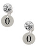 Silver Plated Disc Number - 0 - Crystal Clip on Earrings