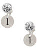 Silver Plated Disc Number - 1 - Crystal Clip on Earrings