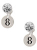 Silver Plated Disc Number - 8 - Crystal Clip on Earrings
