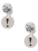 Silver Plated Disc - Symbol - Exclamation Point - ! - Crystal Clip on Earrings: Color Choice - Red, Green, Blue, Purple, Pink, Clear, Black