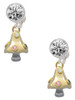 3-D Gold-tone Mushroom with Crystals - Crystal Clip on Earrings: Color Choice - Red, Green, Blue, Purple, Pink, Clear, Black