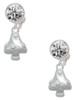 Silver Plated 3-D Mushroom with Clear Crystals - Crystal Clip on Earrings: Color Choice - Red, Green, Blue, Purple, Pink, Clear, Black