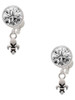 Silver Plated Mini Fleur de Lis - Crystal Clip on Earrings