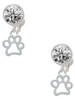 Silver Plated Small Open Paw - Crystal Clip on Earrings