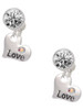 Love Heart with AB Crystal - Crystal Clip on Earrings: Color Choice - Red, Green, Blue, Purple, Pink, Clear, Black