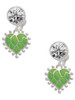 Silver Plated Lime Green Giraffe Print Heart - Crystal Clip on Earrings: Color Choice - Red, Green, Blue, Purple, Pink, Clear, Black