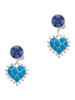 Silver Plated Hot Blue Giraffe Print Heart - Crystal Clip on Earrings