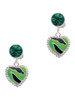 Silver Plated Lime Green Zebra Print Heart - Crystal Clip on Earrings