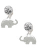 Silver Plated Elephant with Crystal Eyes - Crystal Clip on Earrings: Color Choice - Red, Green, Blue, Purple, Pink, Clear, Black