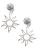 Silver Plated Open Design Sun - Crystal Clip on Earrings: Color Choice - Red, Green, Blue, Purple, Pink, Clear, Black