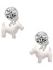 Silver Plated Flat Scottie Dog - Crystal Clip on Earrings: Color Choice - Red, Green, Blue, Purple, Pink, Clear, Black