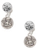 Silver Plated Small Raphael Angel on Disc - Crystal Clip on Earrings: Color Choice - Red, Green, Blue, Purple, Pink, Clear, Black