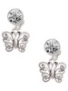 Filigree Curls Butterfly - Crystal Clip on Earrings: Color Choice - Red, Green, Blue, Purple, Pink, Clear, Black