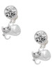 Curled Up Cat - Crystal Clip on Earrings: Color Choice - Red, Green, Blue, Purple, Pink, Clear, Black