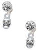 Silver Plated Mini Skull - Crystal Clip on Earrings: Color Choice - Red, Green, Blue, Purple, Pink, Clear, Black