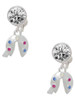 Multicolored Crystal Fortune Cookie - Crystal Clip on Earrings