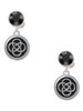 Silver Plated Celtic Knot in Black Circle - Crystal Clip on Earrings