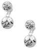 Silver Plated Good Luck Disc with Cutout Four Leaf Clover - Crystal Clip on Earrings