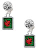 Silver Plated Red Tree Frog in Shadow Box - Crystal Clip on Earrings: Color Choice - Red, Green, Blue, Purple, Pink, Clear, Black