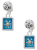 Silver Plated Sea Turtle in Shadow Box - Crystal Clip on Earrings: Color Choice - Red, Green, Blue, Purple, Pink, Clear, Black