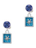 Silver Plated Sea Turtle in Shadow Box - Crystal Clip on Earrings