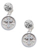 Silver Plated Botonee Cross - Round Seal - Crystal Clip on Earrings