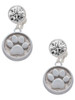 Silver Plated Paw - Round Seal - Crystal Clip on Earrings