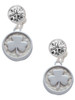 Silver Plated Shamrock - Round Seal - Crystal Clip on Earrings