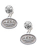 Silver Plated Crown - Oval Seal - Crystal Clip on Earrings