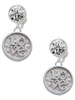Silver Plated Love Square - Round Seal - Crystal Clip on Earrings: Color Choice - Red, Green, Blue, Purple, Pink, Clear, Black