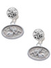 Silver Plated Trumpeter Angel - Oval Seal - Crystal Clip on Earrings