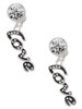 Silver Plated Crystal Script ''Love'' - Crystal Clip on Earrings