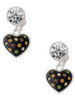 Silver Plated Black Resin Heart with Fall Crystals - Crystal Clip on Earrings: Color Choice - Red, Green, Blue, Purple, Pink, Clear, Black