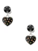 Silver Plated Black Resin Heart with Fall Crystals - Crystal Clip on Earrings