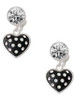 Silver Plated Black Resin Heart with Clear Crystals in Frame - Crystal Clip on Earrings: Color Choice - Red, Green, Blue, Purple, Pink, Clear, Black