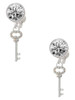 Silver Plated Small Clear AB Crystals Oval Key - Crystal Clip on Earrings: Color Choice - Red, Green, Blue, Purple, Pink, Clear, Black