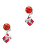 Silver Plated Small 3-D Red Present Box with Bow - Crystal Clip on Earrings