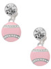 Silver Plated Pink Tennis Ball with Clear Crystals - Crystal Clip on Earrings: Color Choice - Red, Green, Blue, Purple, Pink, Clear, Black