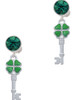 Silver Plated Translucent Green Lucky Four Leaf Clover Key - Crystal Clip on Earrings