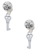 Silver Plated Mini Open Peace Heart Key - Crystal Clip on Earrings