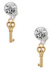 Gold-tone Mini Open Peace Heart Key - Crystal Clip on Earrings