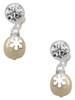 Gold-tone Ornament with White Snowflake - Crystal Clip on Earrings: Color Choice - Red, Green, Blue, Purple, Pink, Clear, Black