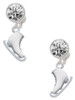 Silver Plated 3-D White Ice Skate - Crystal Clip on Earrings