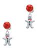 Silver Plated Gingerbread Man with Red Scarf - Crystal Clip on Earrings