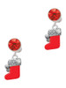 Silver Plated 3-D Red Christmas Stocking - Crystal Clip on Earrings