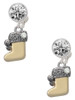 Two-tone 3-D Stocking with Clear Crystal - Crystal Clip on Earrings
