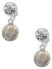 Two-tone Striped Ornament - Crystal Clip on Earrings