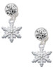 White Snowflake with Clear Crystal - Crystal Clip on Earrings: Color Choice - Red, Green, Blue, Purple, Pink, Clear, Black